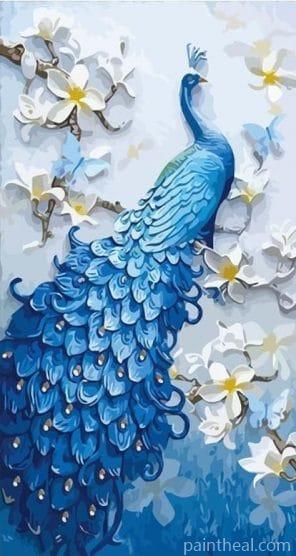 Blue Peafowl Painting By Numbers Kits
