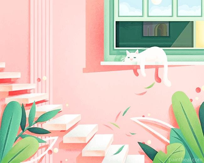 Cute Cat Enjoying The Sun Painting By Numbers Kits