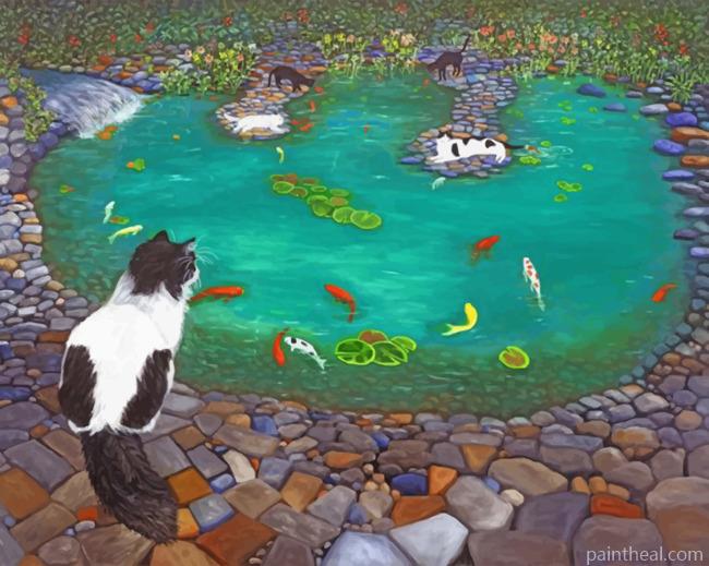 Koi Pond Cats Painting By Numbers Kits
