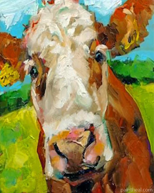 Aesthetic Abstract Cow Painting By Numbers Kits