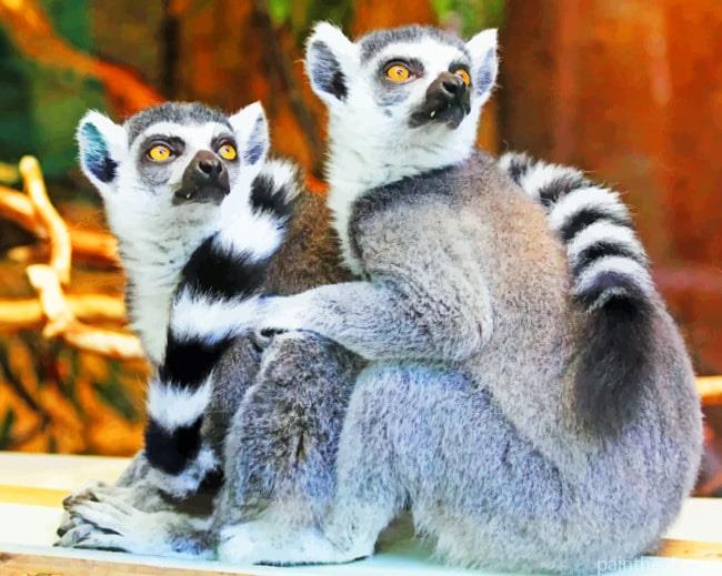 Two Lemur Monkeys Painting By Numbers Kits