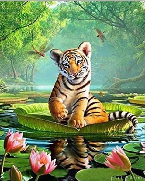 Tiger in The Pool Painting By Numbers Kits