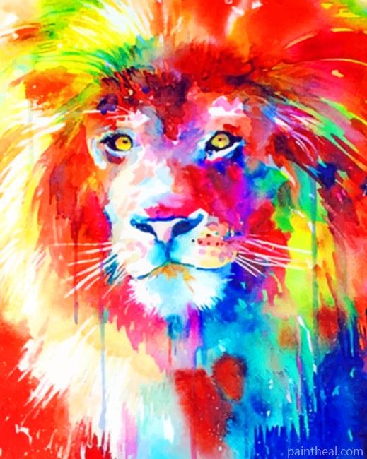 Colorful Splash Lion Painting By Numbers Kits