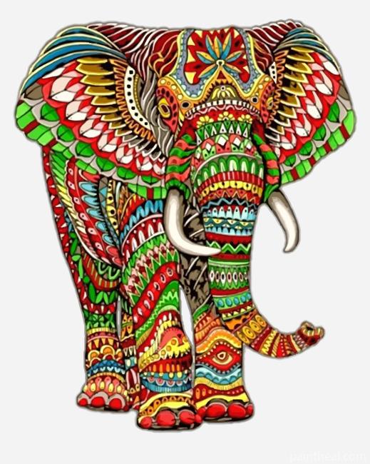 Mandala Colorful Elephant Painting By Numbers Kits