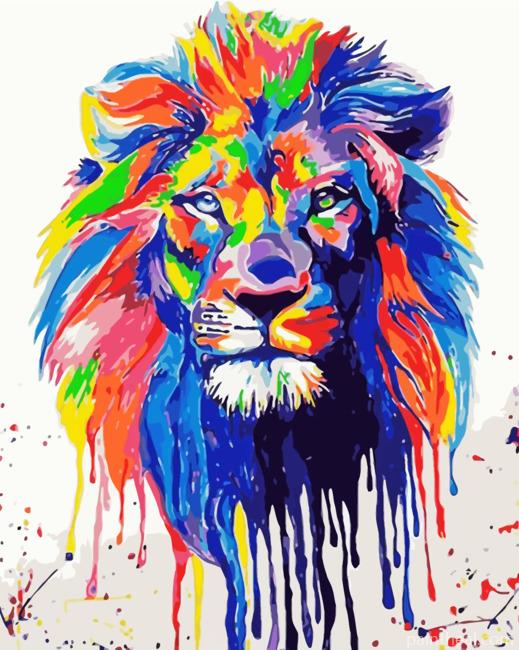 Rainbow Splatter Lion Painting By Numbers Kits