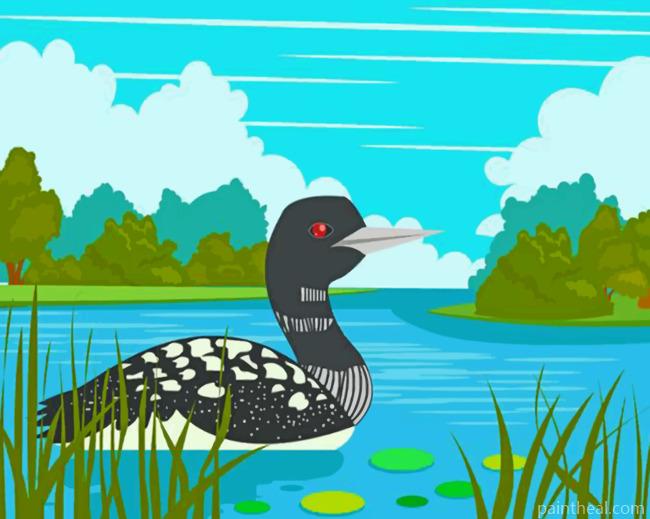 Loon Bird In The Lake Painting By Numbers Kits