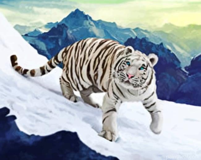White Tiger In The Snow Painting By Numbers Kits