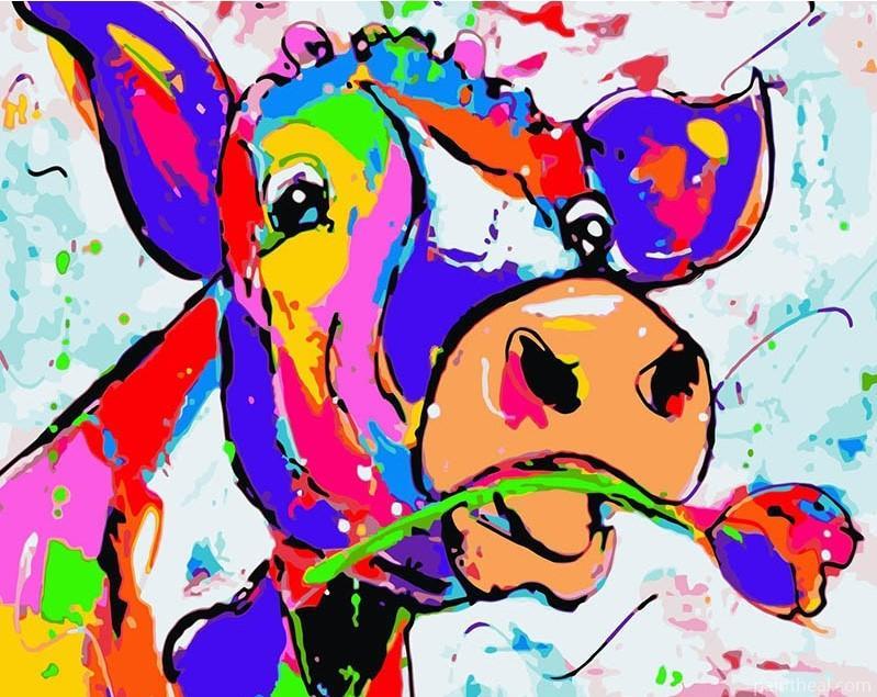 Colored Cow Painting By Numbers Kits