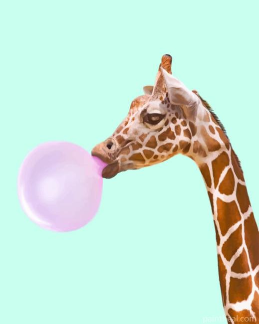 Giraffe Blowing Bubble Painting By Numbers Kits