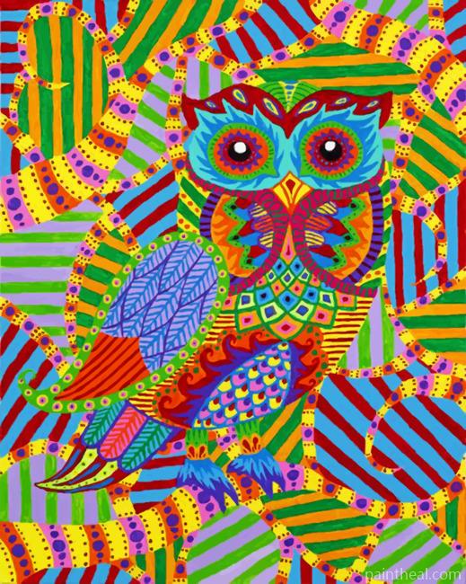 Abstract Colorful Owl Painting By Numbers Kits