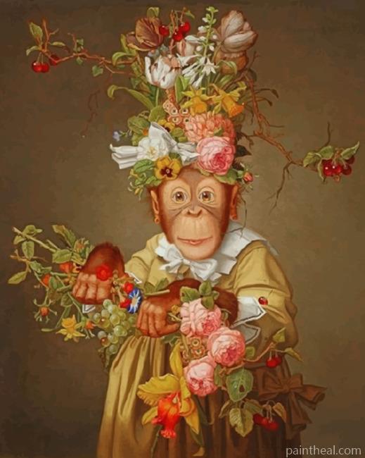 Monkey And Flowers Painting By Numbers Kits
