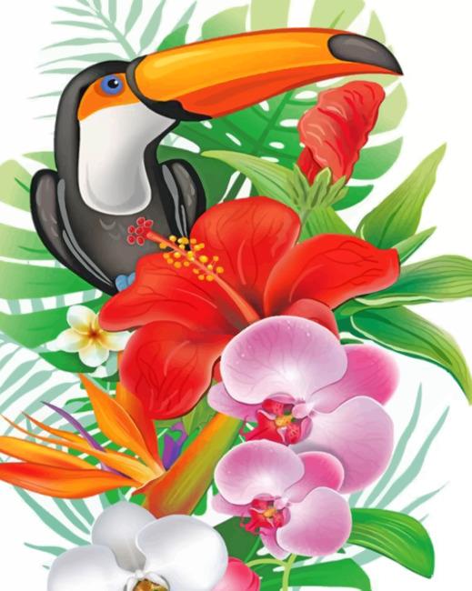 Puffin And Flowers Painting By Numbers Kits
