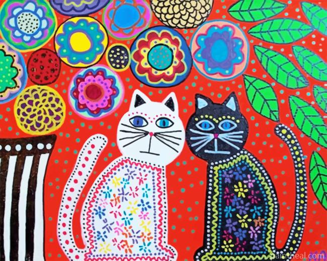 Folk Art Kitties Painting By Numbers Kits
