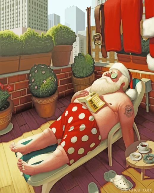 Santa Enjoying The Sun Painting By Numbers Kits