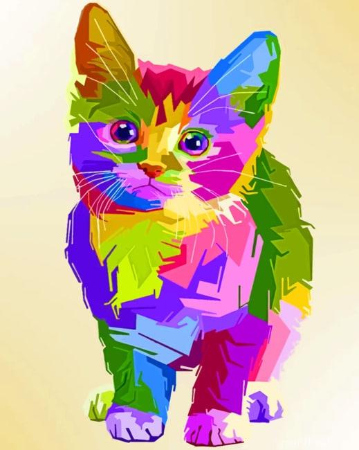 Rainbow Pop Art Cat Painting By Numbers Kits