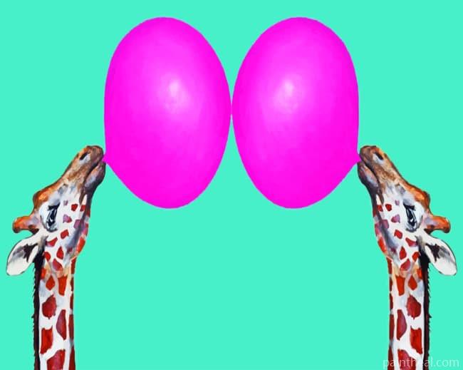 Giraffes With Bubblegum Painting By Numbers Kits
