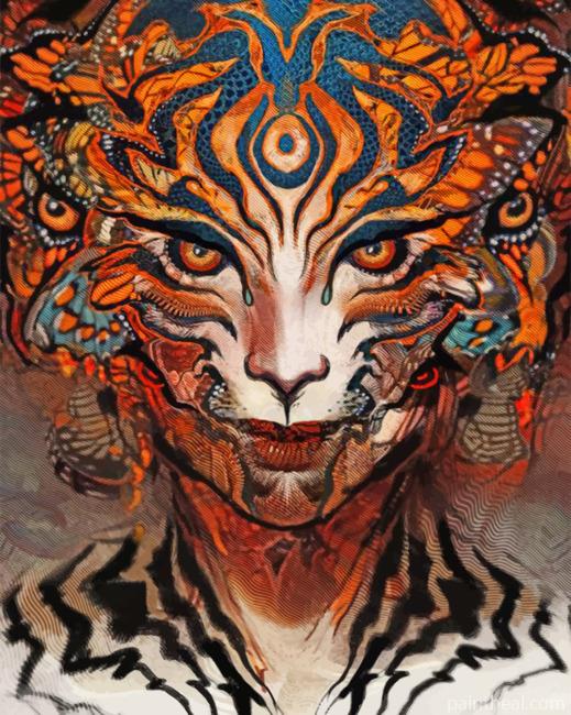 Trippy Tiger Woman Painting By Numbers Kits