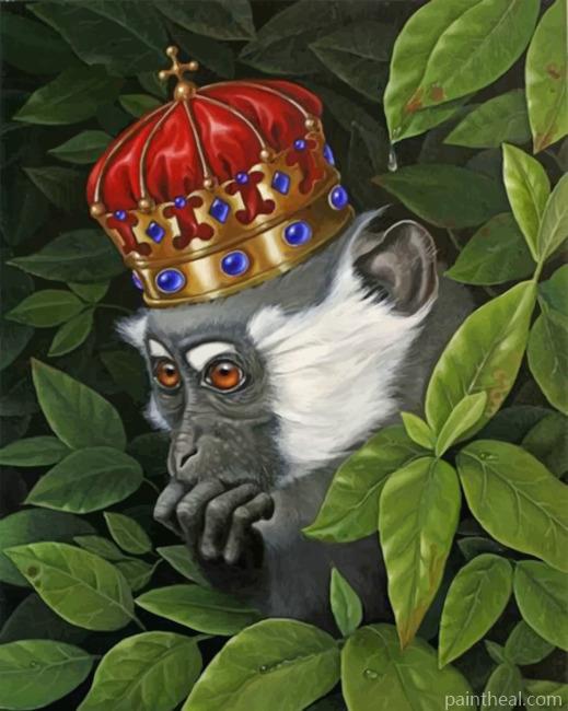 Monkey Wearing A Crown Painting By Numbers Kits