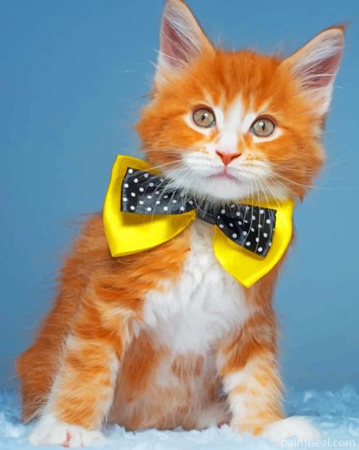 Cat With Neck Bow Tie Painting By Numbers Kits