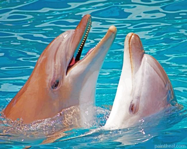 Two Dolphins In The Ocean Painting By Numbers Kits