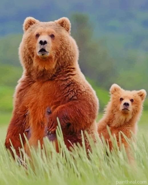 Alaska Brown Bear And Cub Painting By Numbers Kits