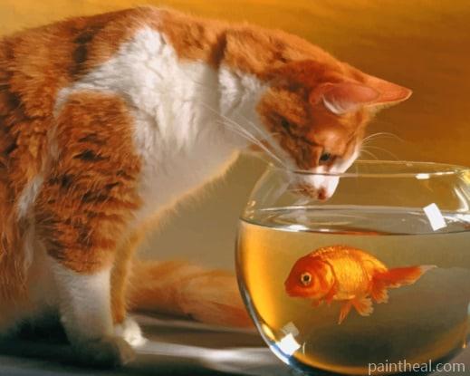 House Cat And Fish Painting By Numbers Kits