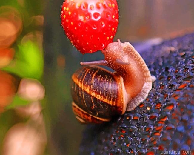 Snail Eating Strawberry Painting By Numbers Kits