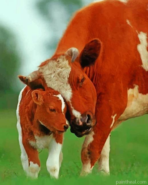 Beautiful Cow And Calf Painting By Numbers Kits