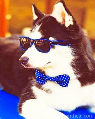 Husky With Sunglasses – 5D Diamond Painting Painting By Numbers Kits