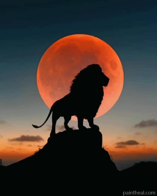 Lion At The Moonlight Painting By Numbers Kits
