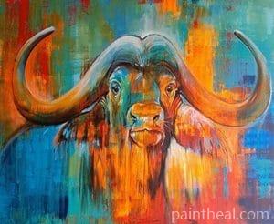 Colorful Buffalo Painting By Numbers Kits