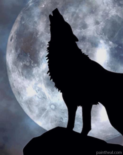Howling Wolf Silhouette Painting By Numbers Kits
