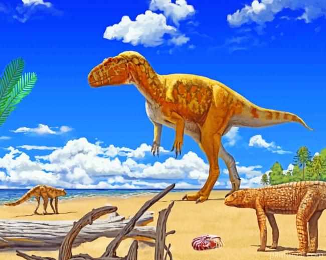Dinosaurs In The Beach Painting By Numbers Kits