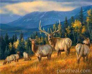 Wild Deer Groupe – 5D Diamond Painting Painting By Numbers Kits