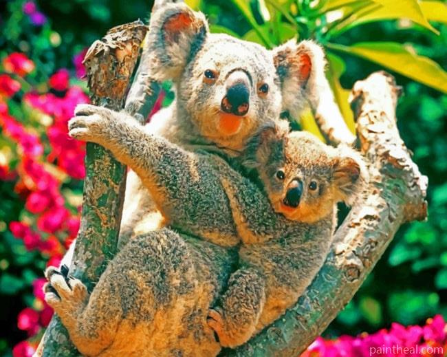 Koala Bears In The Tree Painting By Numbers Kits