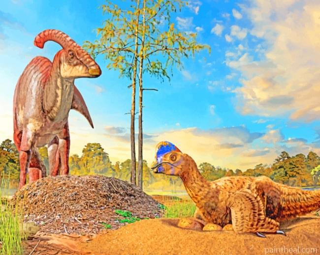 Dinosaurs In Their Nest Painting By Numbers Kits