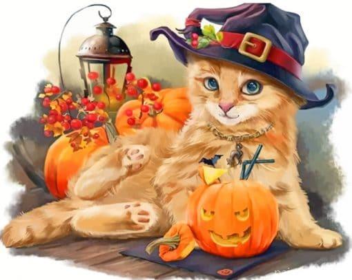 Halloween Cat – 5D Diamond Painting Painting By Numbers Kits