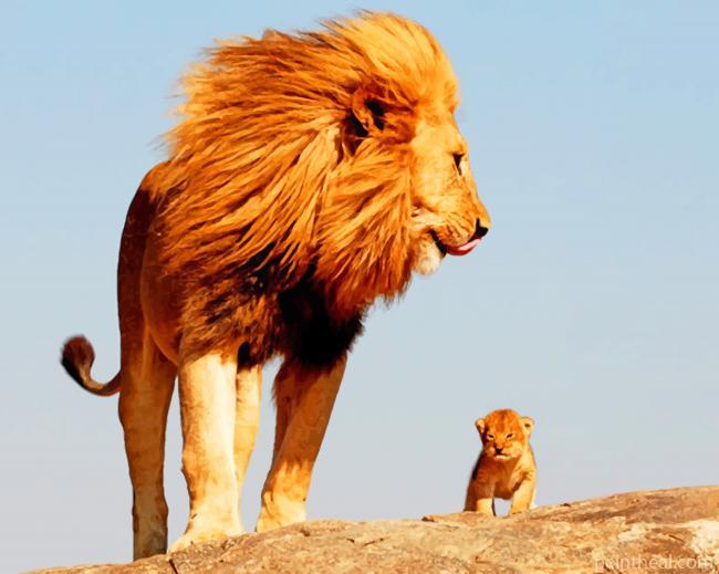 Father And Sun Lions Painting By Numbers Kits