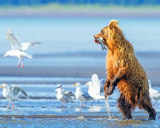 Brown Hunter Bear Painting By Numbers Kits