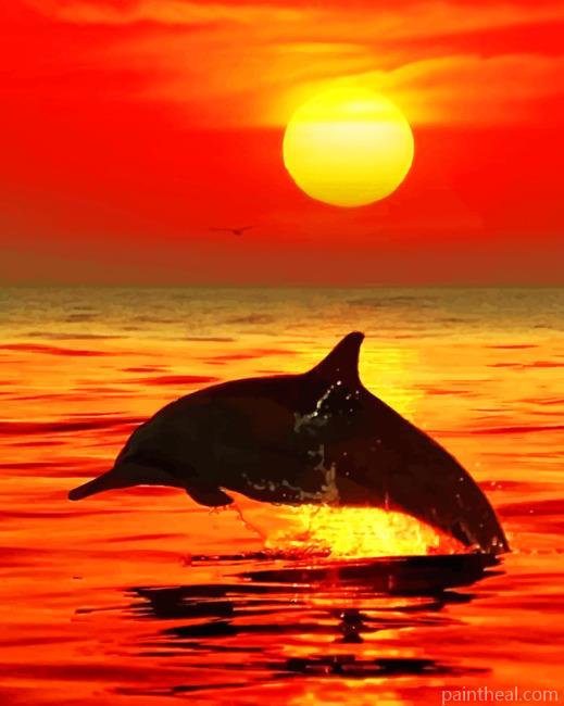 Dolphin Jumping Silhouette Painting By Numbers Kits