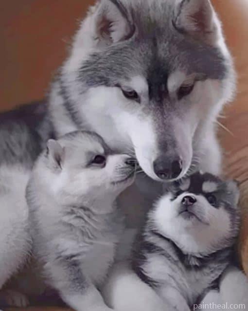 Husky Family – 5D Diamond Painting Painting By Numbers Kits