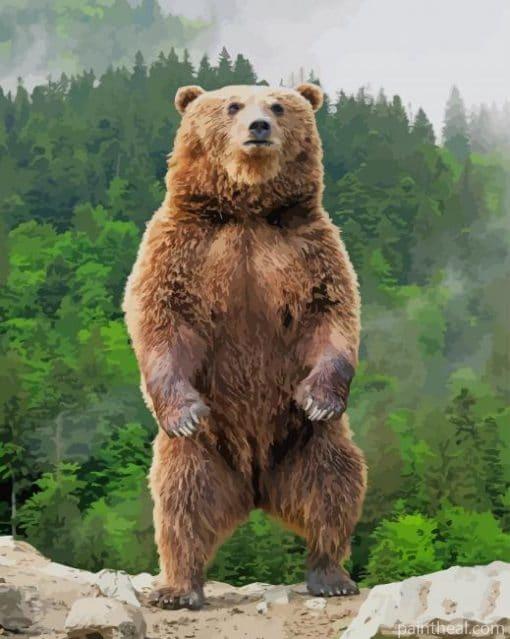 Grizzly Bear Standing Up – 5D Diamond Painting Painting By Numbers Kits
