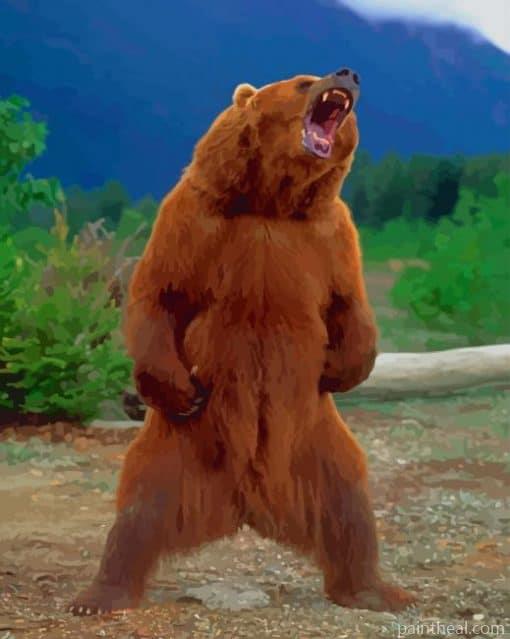 Grizzly Bear Standing – 5D Diamond Painting Painting By Numbers Kits