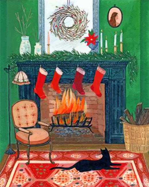 Christmas Fireplace Painting By Numbers Kits