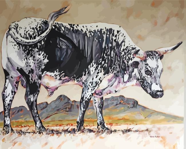 Black And White Nguni Cattle Painting By Numbers Kits