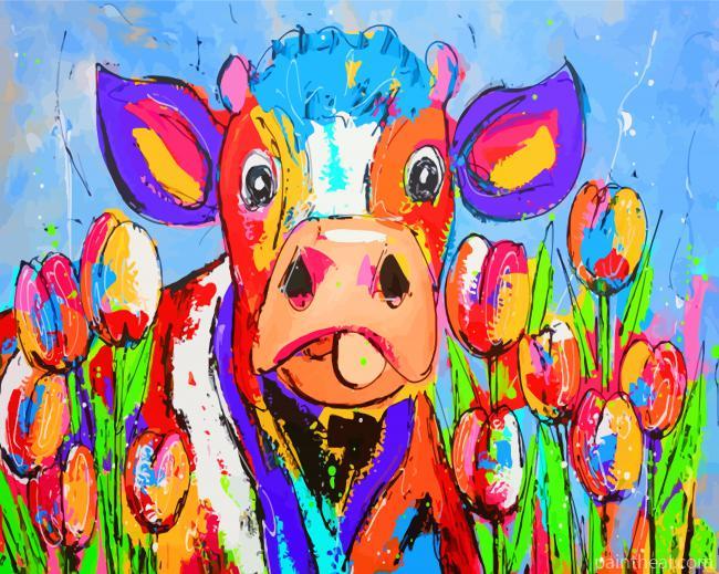 Colorful Cow Art Painting By Numbers Kits