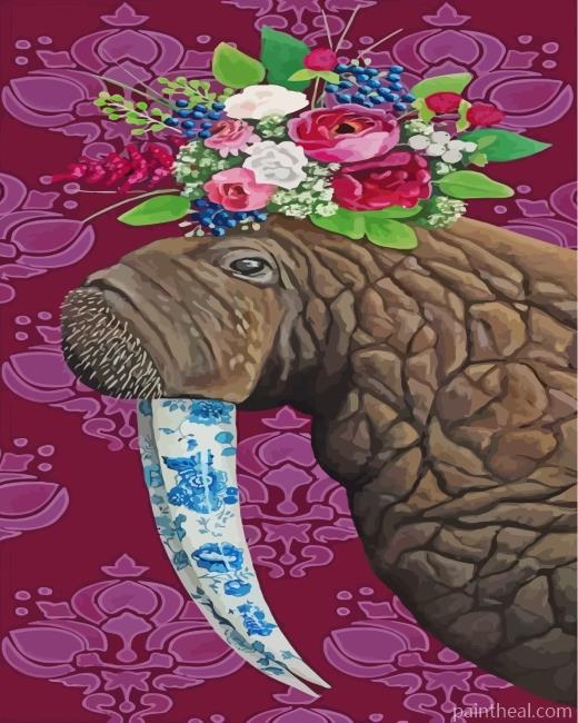 Floral Walrus Painting By Numbers Kits