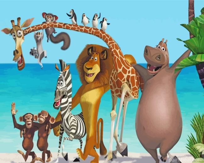 Madagascar Animated Film Painting By Numbers Kits