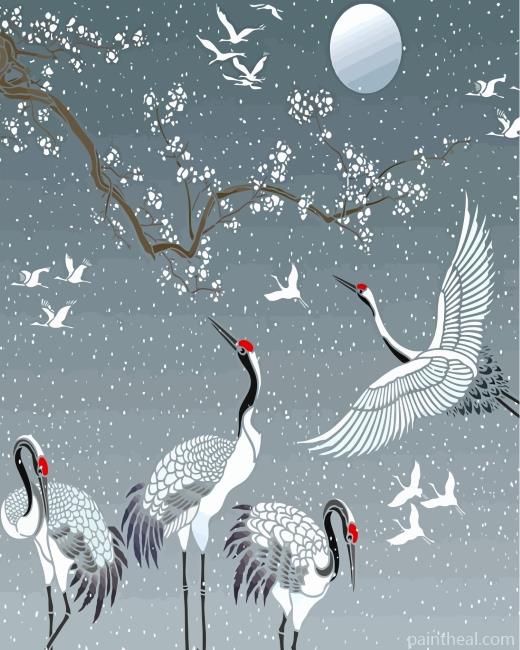 Cranes Birds Painting By Numbers Kits