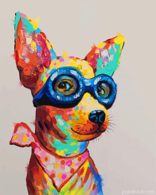 Colorful Dog With Glasses Painting By Numbers Kits